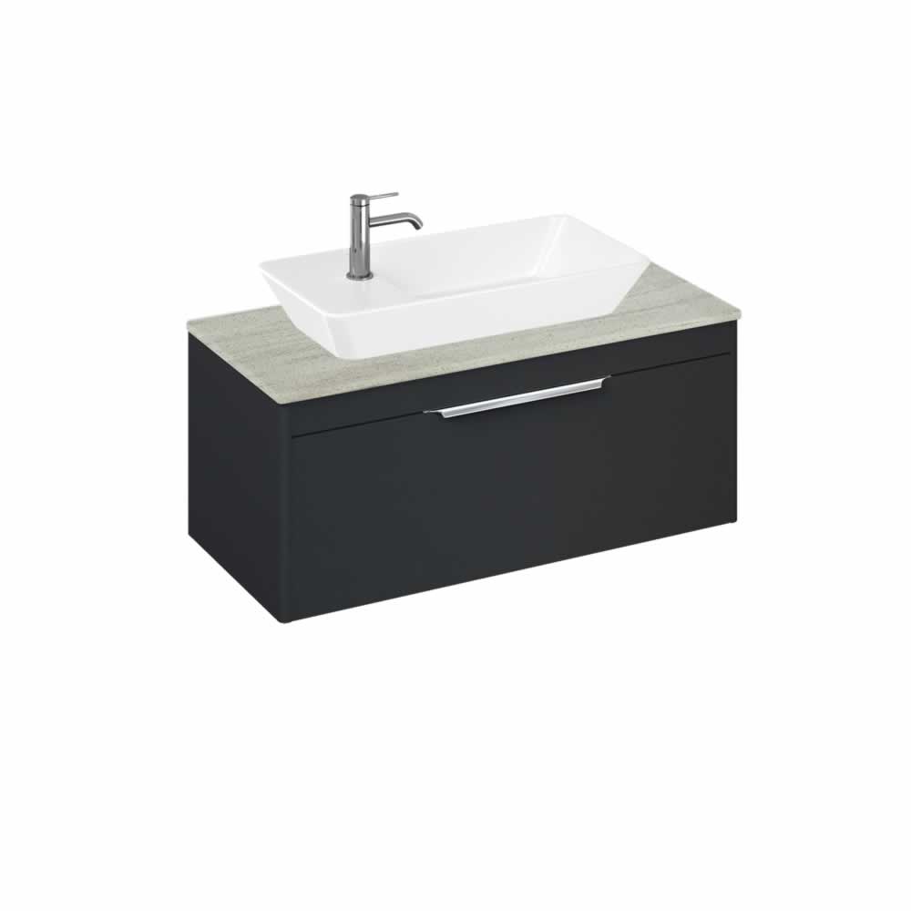 Shoreditch 100cm single drawer Matt Grey with Concrete Haze Worktop and Yacht Countertop Basin